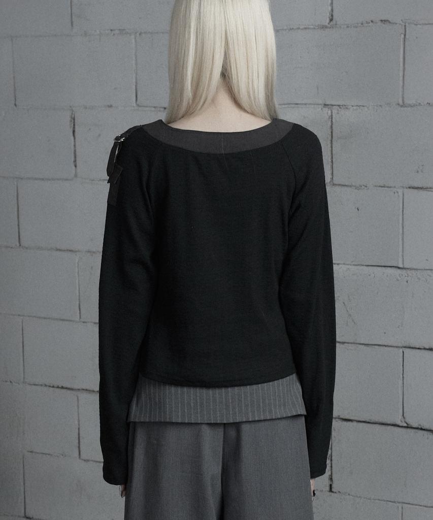ETRE AU SOMMET Chain Bijo Pocket Long Sleeve T-Shirt (Black)