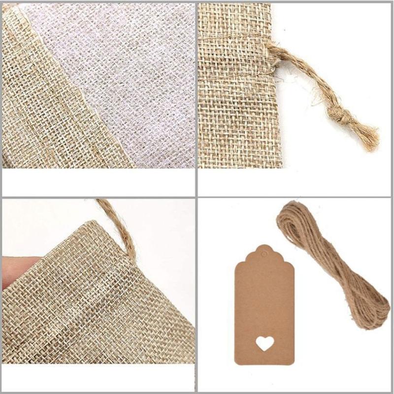 Pack of 51 Love Heart Burlap Bags Stylish Gift Packaging Bag Fashionable Storage Bag for Jewelry and Small Treasures