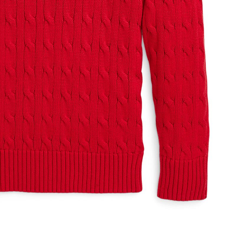 Polo Ralph Lauren Sweater FW24 Bear Embroidery Solid Color Crewneck Cable Knit Millennium Red Kids Kids sweater CWPOSWEY6820534-600