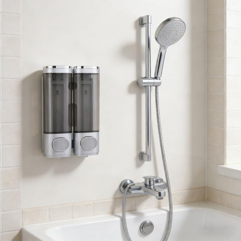 Pack Of 2 Wall Mounted Easy Arrange Soap Dispenser With 600ml Capacity For Shampoo And Cream In Bathroom
