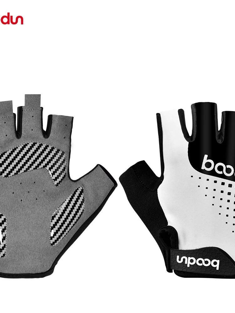 Boodun Cycling Gloves Thin Mountain Bike Shock Absorption Outdoor Sports Half Finger Thin Breathable Bicycle Fixture