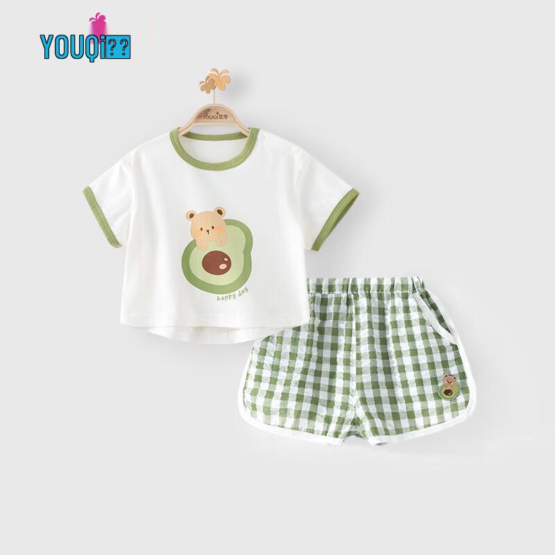 Youqi 2025 Summer Baby Cotton Short Sleeve Set