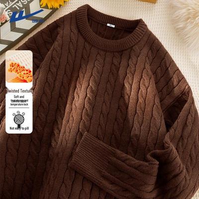Men's Thick Cable Knit Crew Neck Sweater