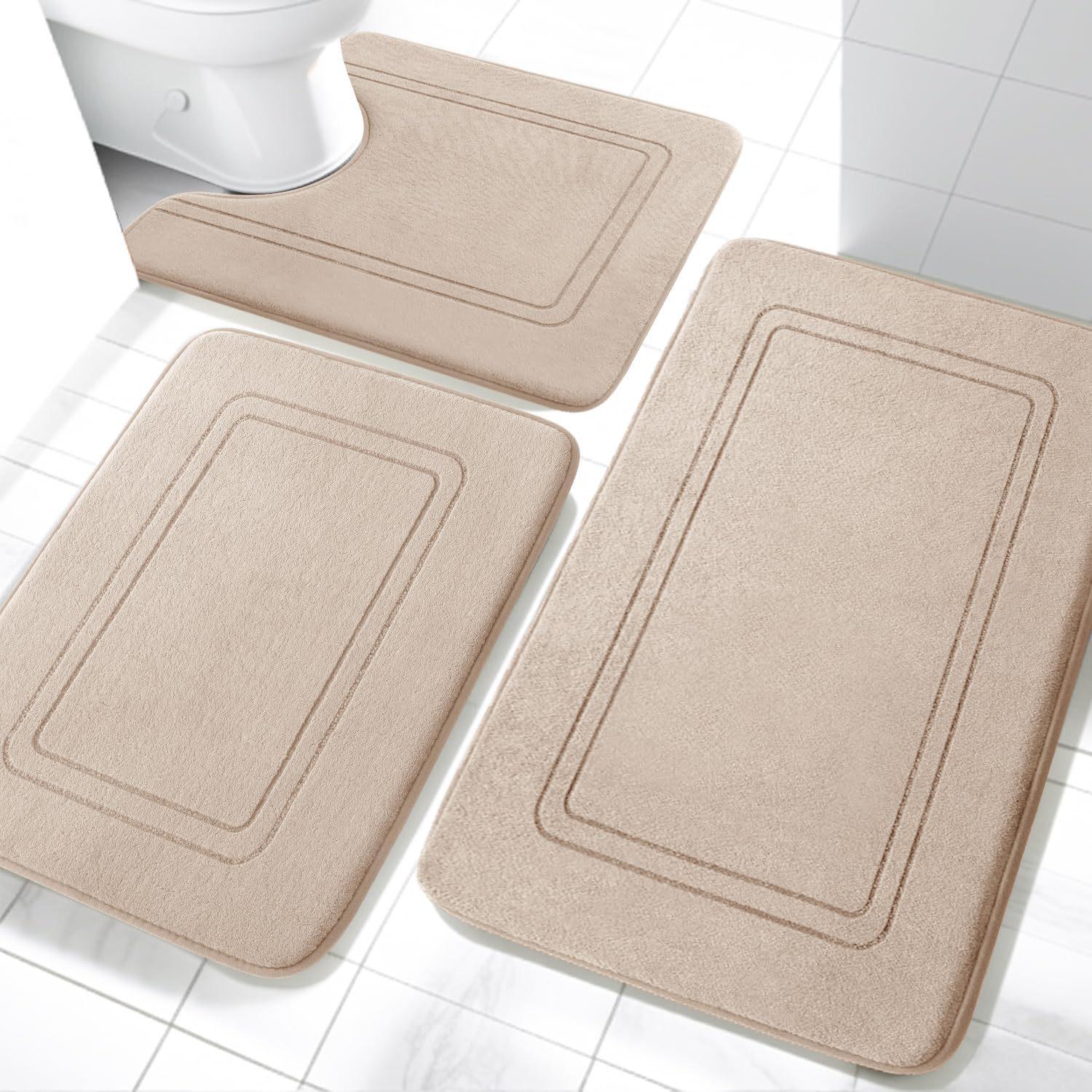 TEMU Bathroom Mat Set: Soft, Thick