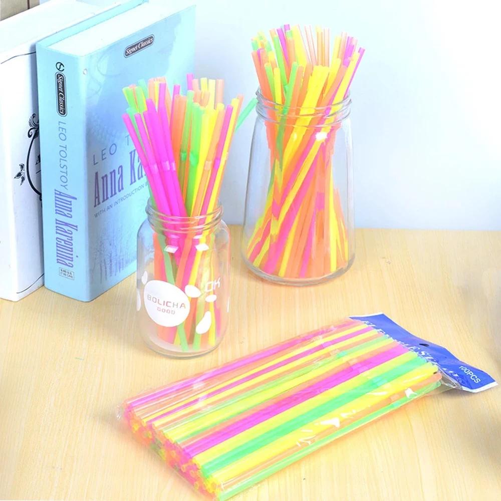 50-3000PCS Black&Colorful Drinking Straws Party Rietjes Kunststof Beverage Straw Milk Tea Kitchen Accessory Wholesale