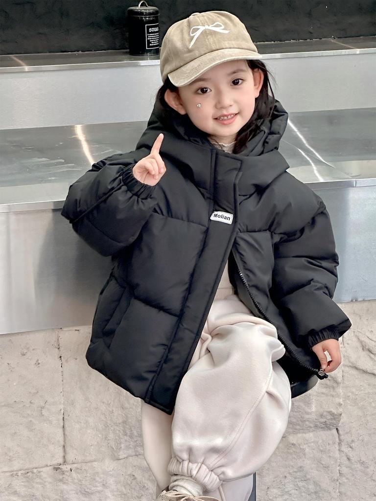 Geacă pentru copii în stil coreean, căptușită cu bumbac: Palton gros cu glugă la modă pentru iarnă 2025 pentru fete și băieți