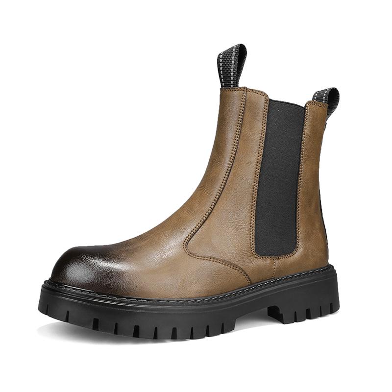FashionDesigner Mens 2024 Spring Autumn Chelsea Ankle Motorcycle Chelsea Safety Platform Cowboy Boots Genuine Leather Shoes for Men
