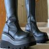 Mode 2024 Neue Mode Plateau Damen Kampf Winterabsätze Qualität Lang Oberschenkelhoch Reißverschluss Kniehoch Stiefel Botas Mujer Plateauschuhe