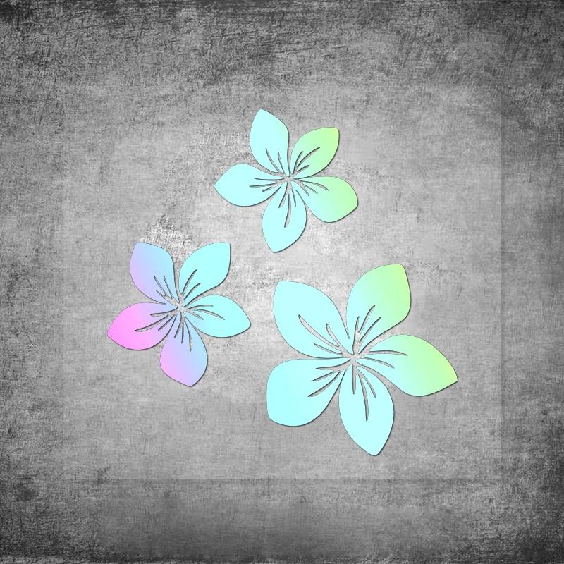 3pcs Pretty Flower Graphics Car Stickers for Rear Window Cover Scratches on Auto Bumper Body Moto Racing Helmet Blossom Decals