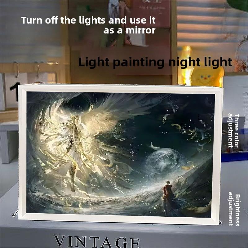 21cm/8.27in 3D Anime Motion Night Light Painting Beheading God Bedroom Night Lamp Peripherals Luminous Toy Display Decoration