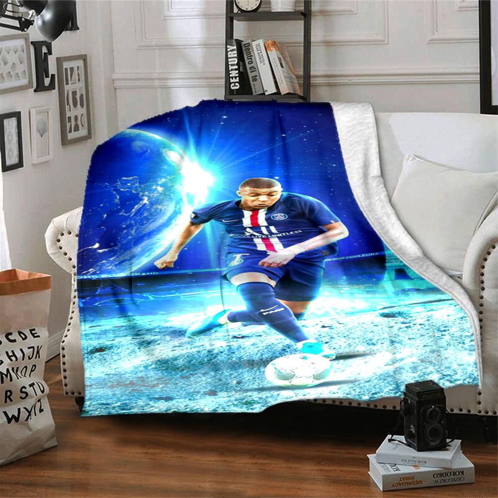 Star Player Kylian Mbappé Blanket Warmthful Decor Perfect for Office Office Chair Seaside Four Seasons Multipurpose Modern