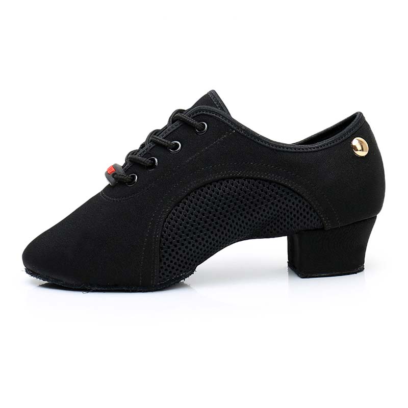 3.5cm Heel Women Soft Sole Latin Dance Shoes Suede Sole Spring Summer Black Breathable Dance Shoes