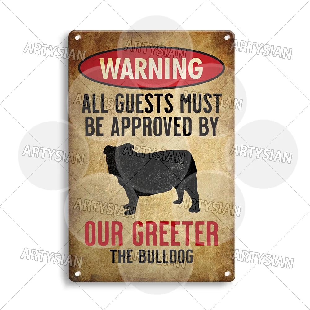 Beware Of Dog Warning Metal Sign Setter Aussie Corso Frenchie Labrador Poodle Bulldog Beagle Shorthaired Pointer GSP Lab Plaque