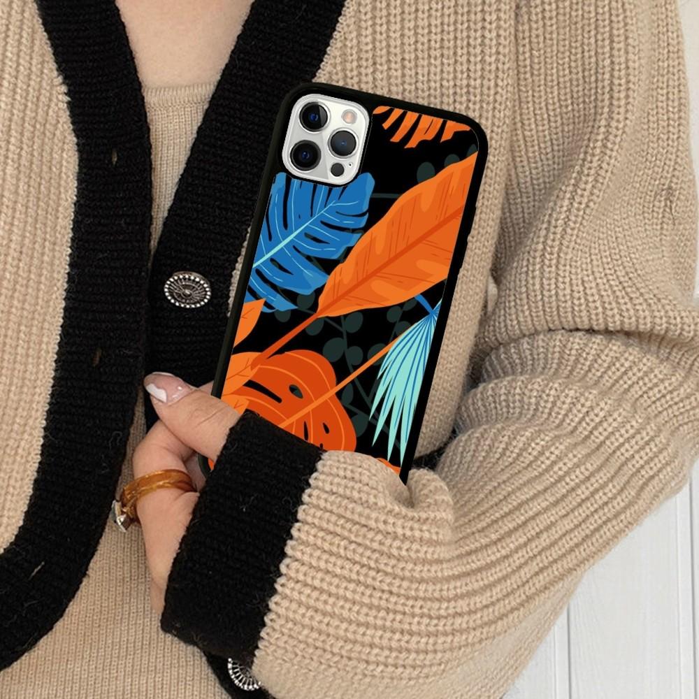 Palm Tree Leaves Phone Case Silicone PC+TPU For For iPhone  11 12 13 14 15 16 Plus Pro Max Cover