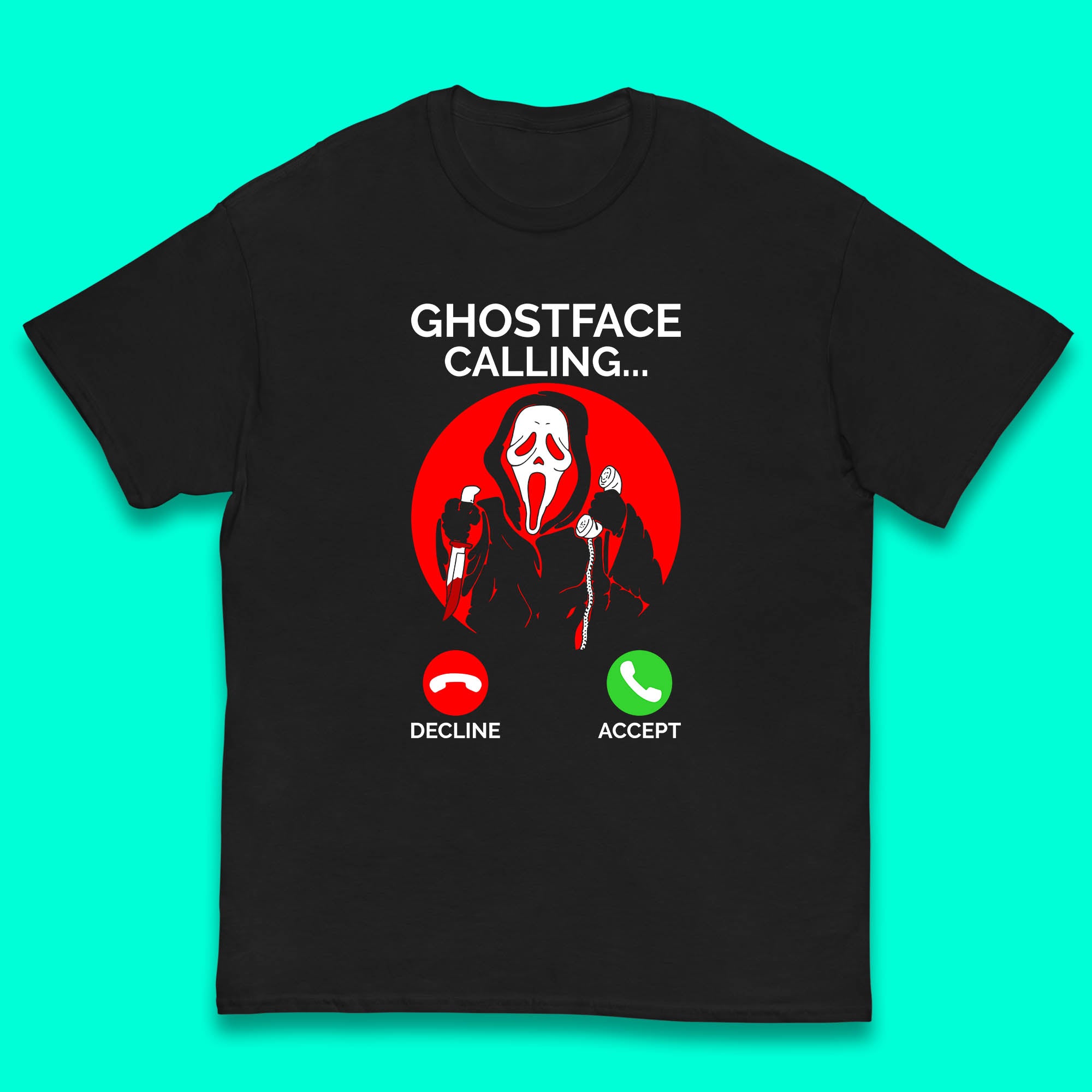Ghostface Calling Halloween Ghost Face Scream Horror Movie Character Kids T Shirt 150