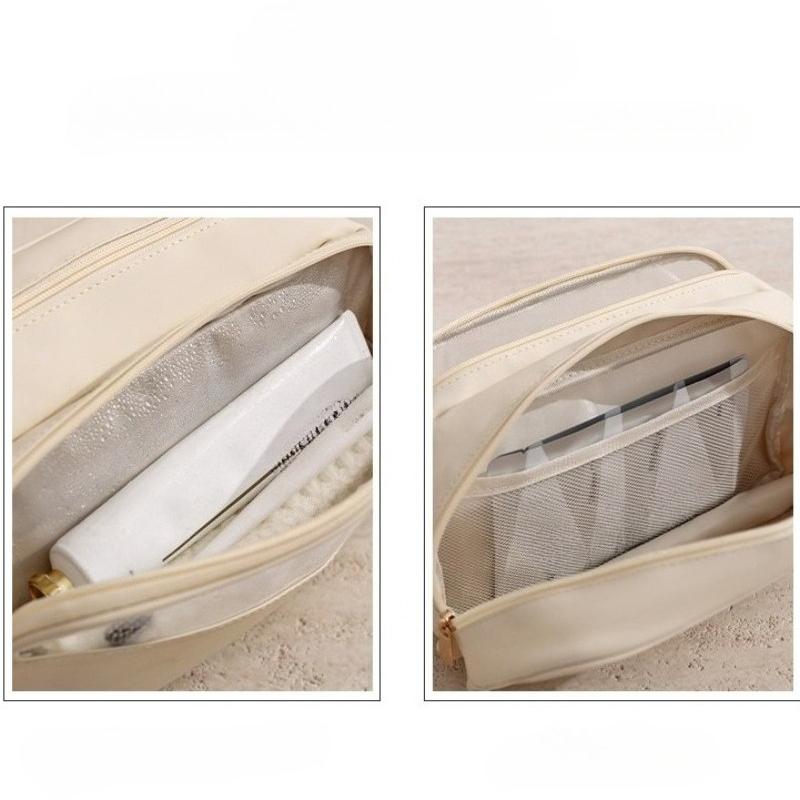 Handheld Makeup Bag Toiletry Bag Portable Travel Waterproof Wash Bag Large Capacity Double-layer Cosmetics Storage Bag Handbag