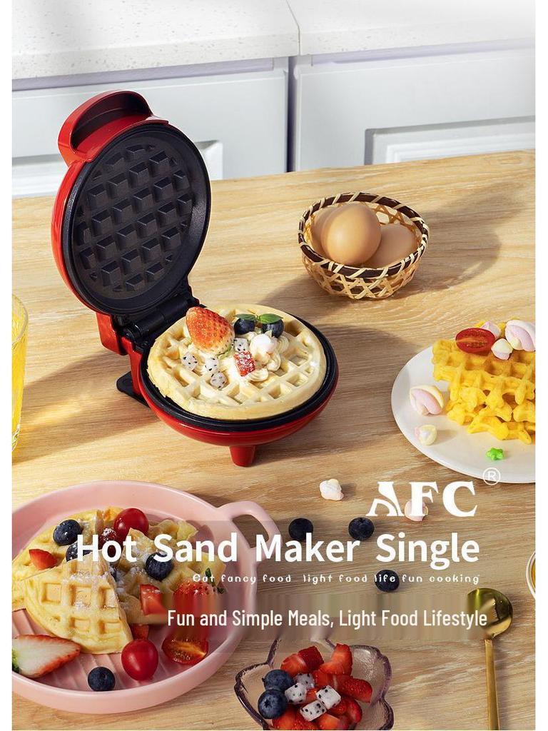 Mini Double-Sided Electric Waffle Maker with Temperature Control for Kids