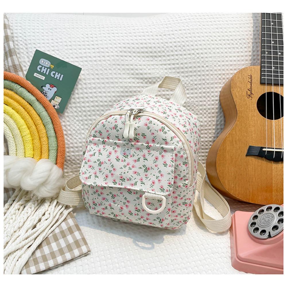 Students Mini Backpack Canvas Small Backpack Fashion Floral Backpack for Girls