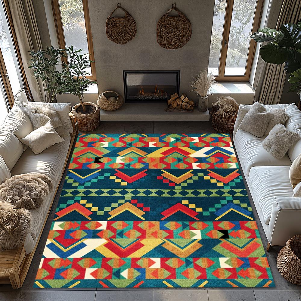 Stylish Geometric Area Rug Non Slip Indoor Outdoor Doormat Modern Abstract Pattern Floor Mat Home Decor Living Room Kitchen Wash