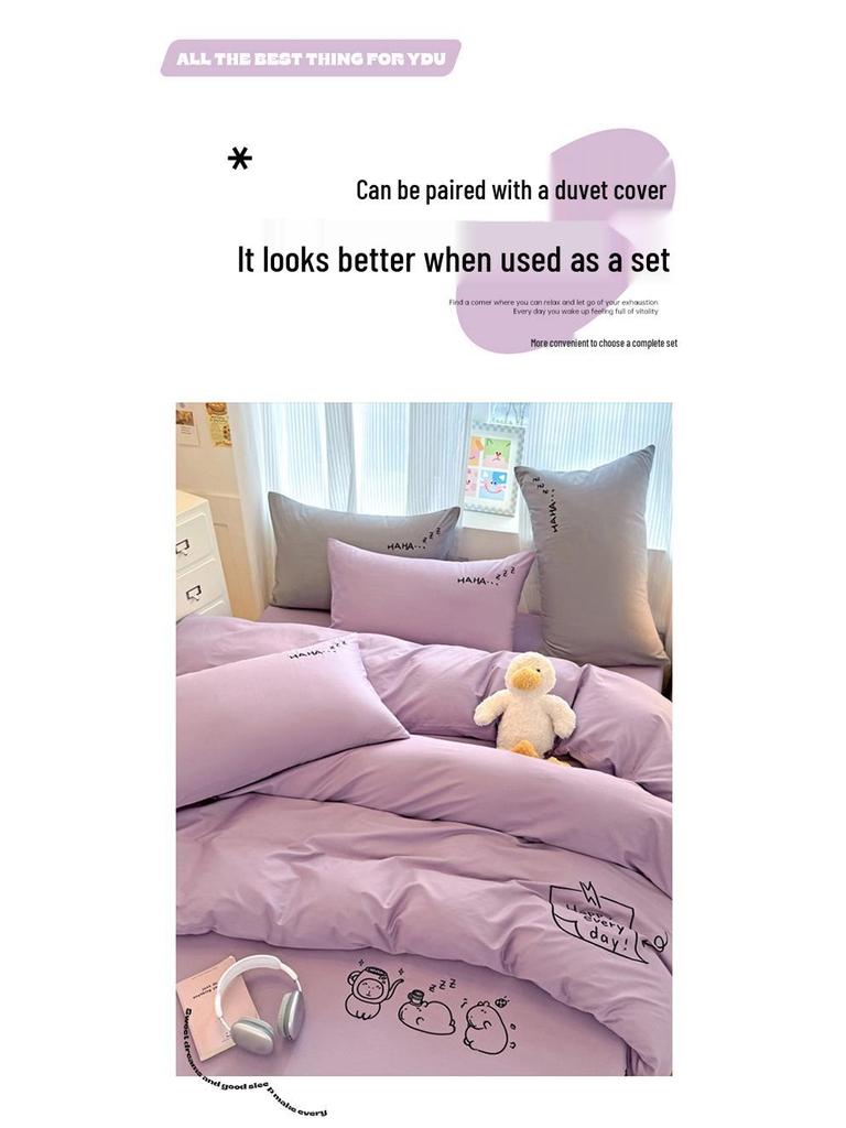 Class A 100% Cotton Fitted Sheet: Soft, Skin-Friendly, Breathable, Sweat-Wicking Mattress Protector for Dormitory Single Simmons.