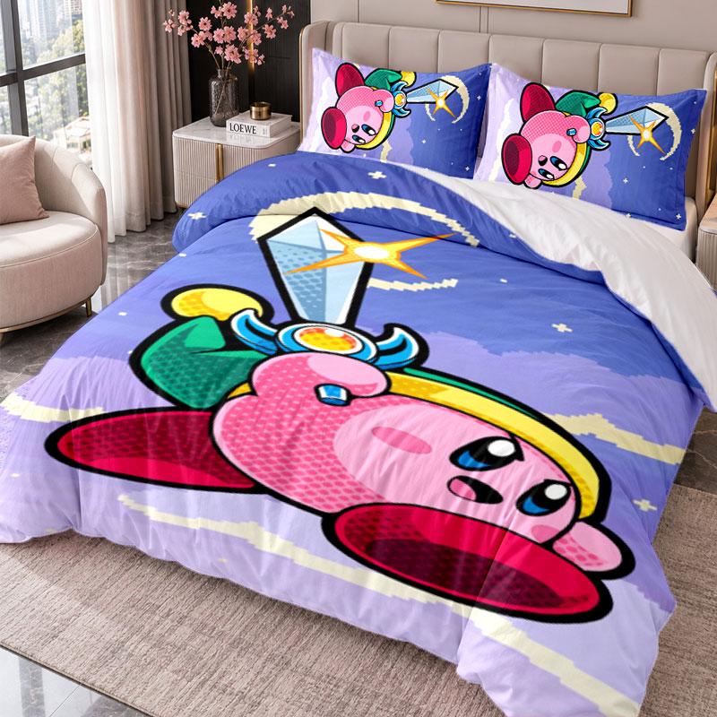Kirby 3Pcs Bedding Set Duvet Cover With Two Pillowcases For Bedroom Home Decoration