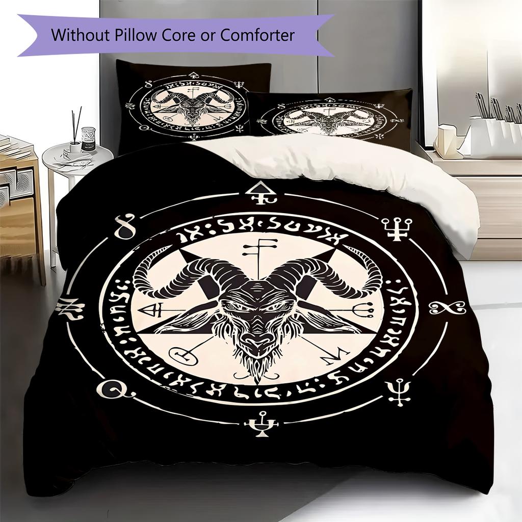 Satan Symbol Pattern Bedding,Quilt Set Quilt Cover Pillowcase Home Birthday Gift (1 * Duvet Cover + 2 * Pillowcase, Without Core)