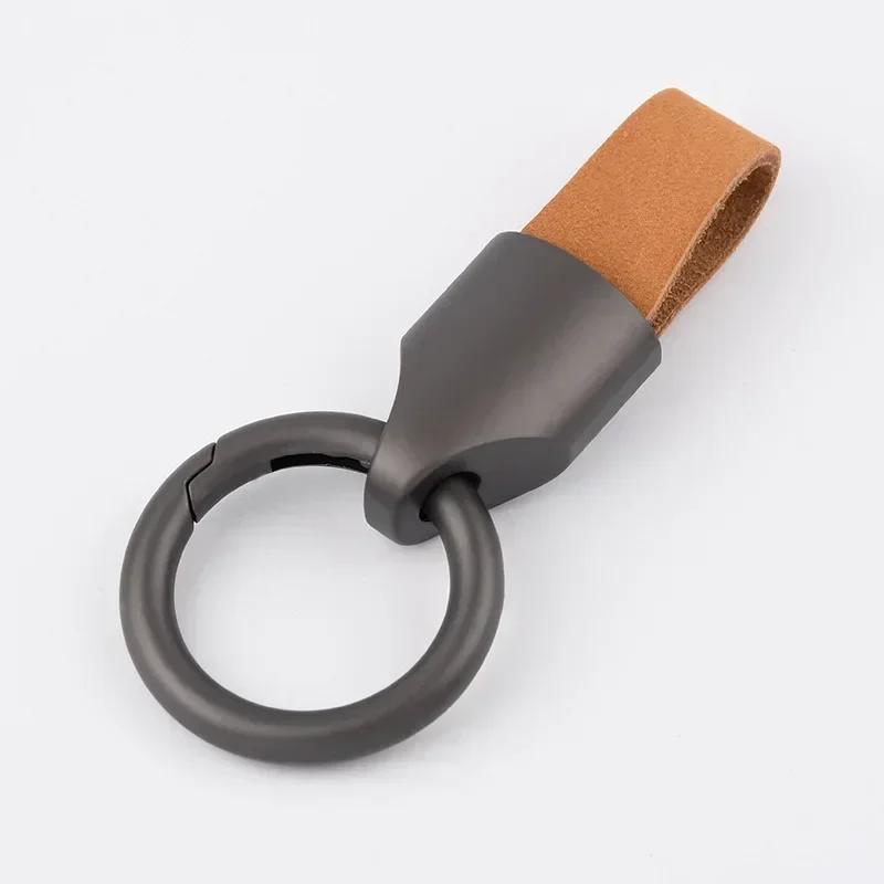 Retro Vintage Personalized Keyring Custom Logo Name Car Key Chain Laser Engrave Nubuck Leather Keychain for Men and Women Gift