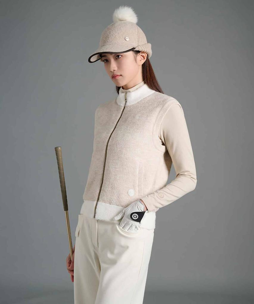 Beanpole Golf Women'S Windproof Full-Zip Vest - Beige