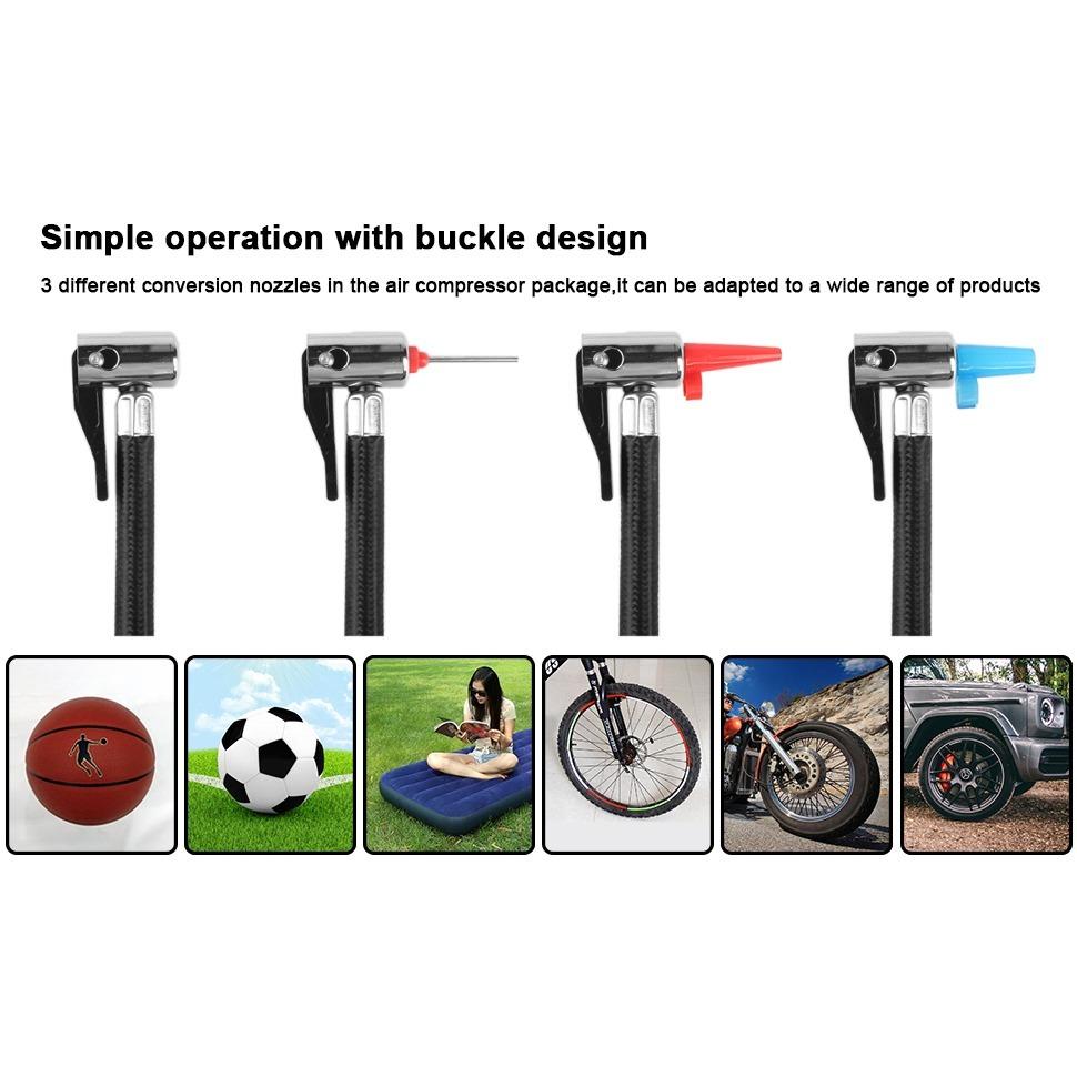 Compresor de aer pentru pneuri, DC 12V portabil pentru mașină, pompă digitală pentru anvelope cu mâner portabil și lumină LED pentru anvelope auto și alte bărci gonflabile