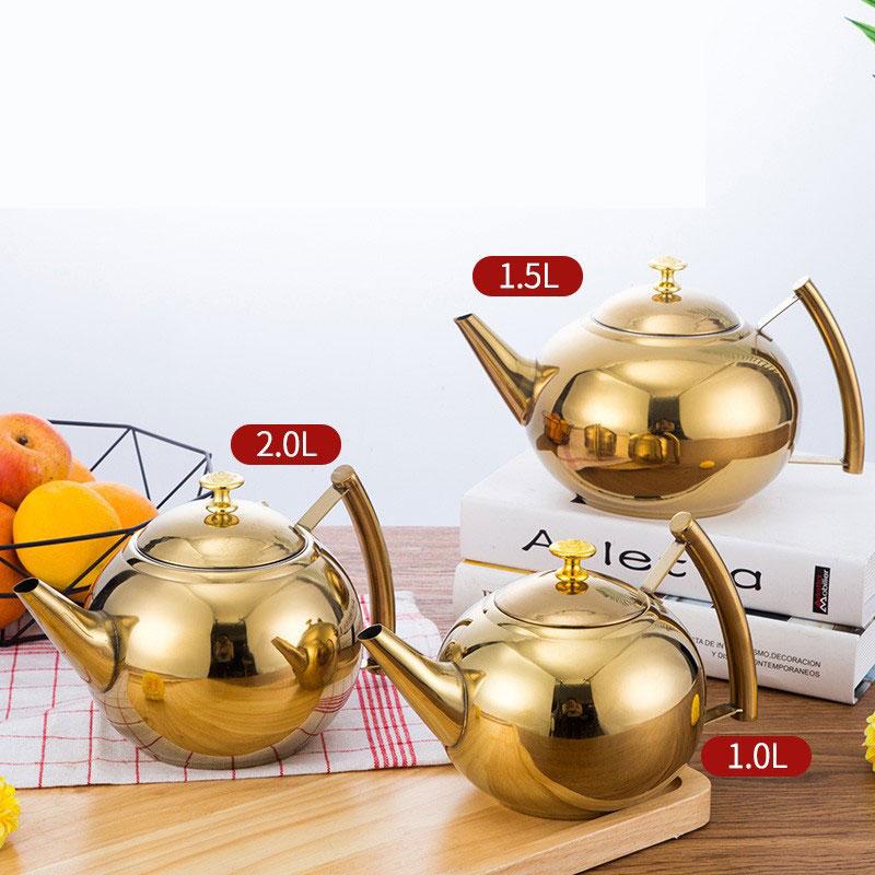 Thickened Stainless Steel Teapot with Strainer Ideal for Home Brewing Flower Tea Suitable for Induction Cooker for Cozy Teas