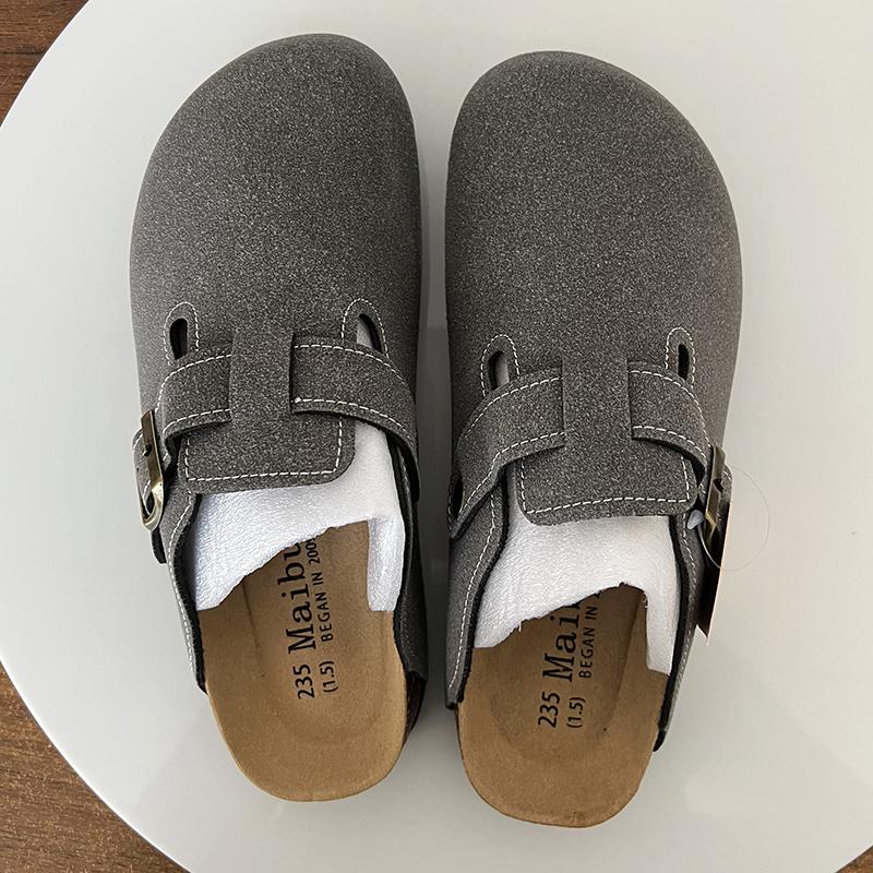 Fashion Men's Cork Shoes 2024 New Camel Classic Closed Toe Mule Slippers Flock Fashion Brown Cork Sandals Man Women Unisex 35-45