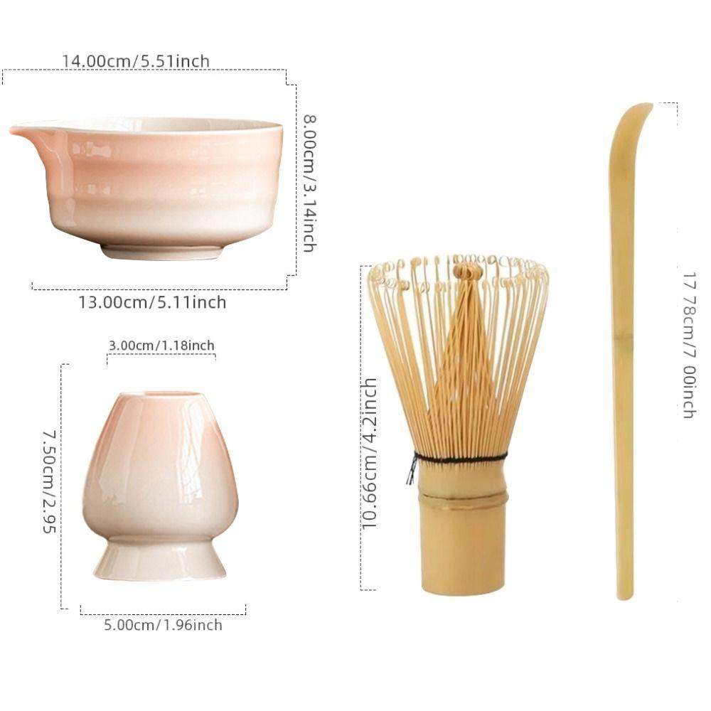 4PCS Food Grade Japanese Matcha Tea Set Bamboo Ceramic Japanese Chasen Matcha Whisk  Stirring