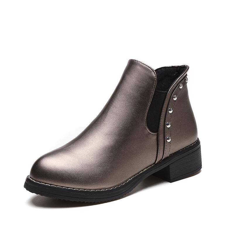 Fashion Women Ankle  Boots 2024 Autumn Female Casual Shoes Woman Flat Fashion Platform Round Toe Rivets Solid Comfortable 869