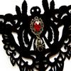 Gothic Black Lace Bracelet with Finger Rings Steampunk Vampire Wristband Halloween Victorian Costume Accessories