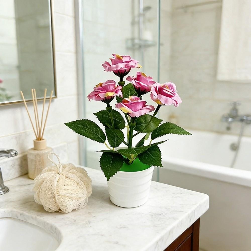 Simulated Artificial Rose Potted Flowers Multi-Bloom Bonsai Living Room Ornaments