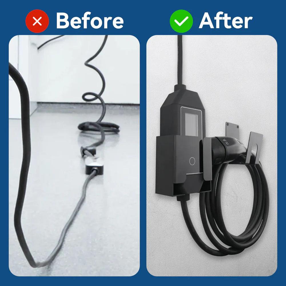 Home Garage Charging EV Charger Organizer Charger Organizer Cable J Hook Iron Material Full Metal Construction Rust Resistant