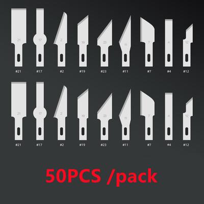 50pcs Wood Carving Blades Cutter Knifes Craft Carve Tool Sculpture Utility Engrave Metal Scalpel Woodcarve PCB Repair DIY Blade