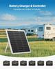 20W 12V Solar Panel Battery Charger, Solar Battery Trickle Charger Maintainer with Intelligent MPPT Controller & Adjustable Mount Bracket, IP67