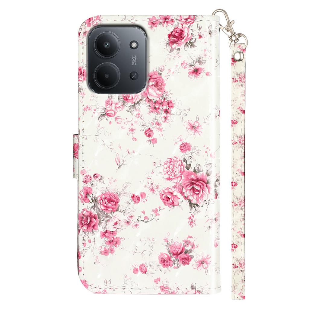 For Xiaomi Redmi 15C 4G (EU) (173mm)/15C 5G (EU) (173mm)/Poco C85 4G (173mm) Case Pattern Print Leather Phone Cover with Strap