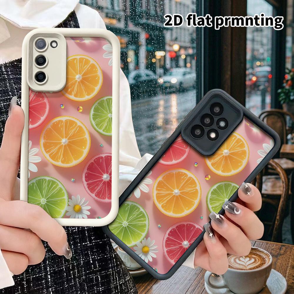 Phone Case: 2D Flat Samsung Galaxy A34 A35 M05 M06 S20 S22 S21 FE Plus 5G Layered Protective Case, Fruit Slice Daisy, Christmas and Halloween Gifts