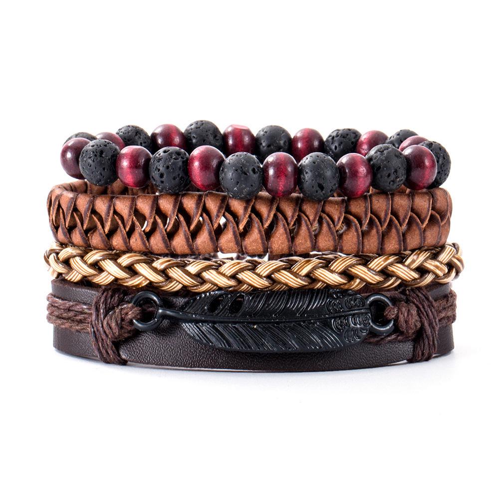 Unisex Handmade Woven Leather Bracelet - European and American Style Jewelry