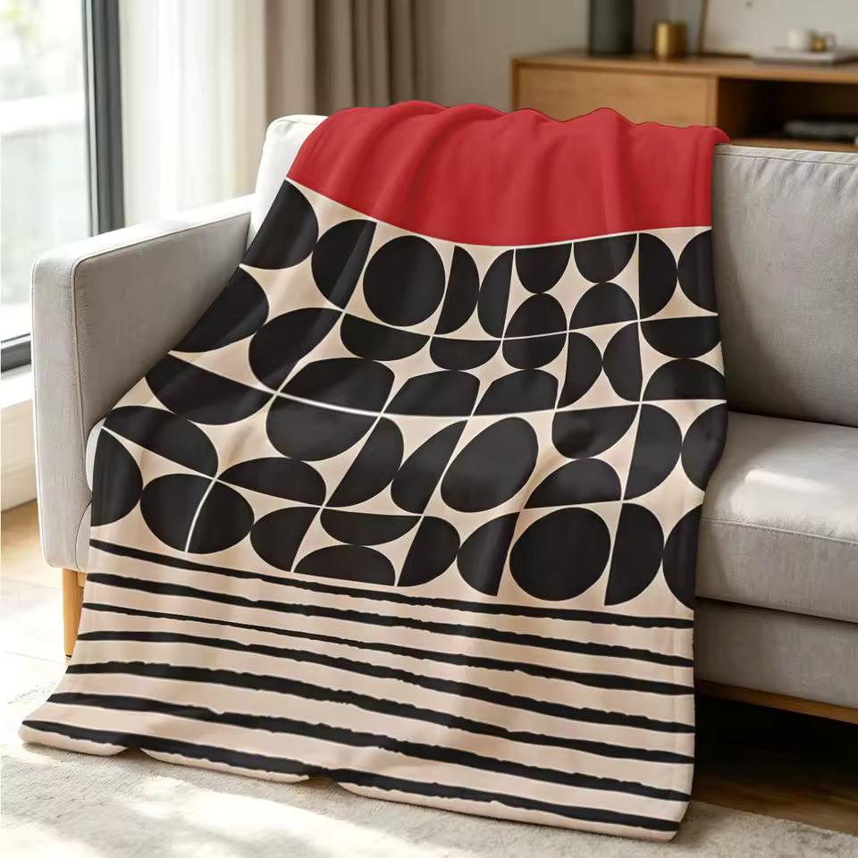 Geo Art Flannel Blanket Warm Soft Halloween Christmas Couch Warm Cozy Decorative Decor Gift for All Season