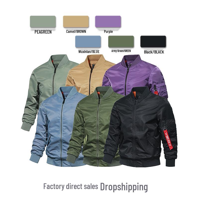 Men's Plus Size MA-1 Flight Workwear Jacket, Loose Fit, Spring/Autumn 2025