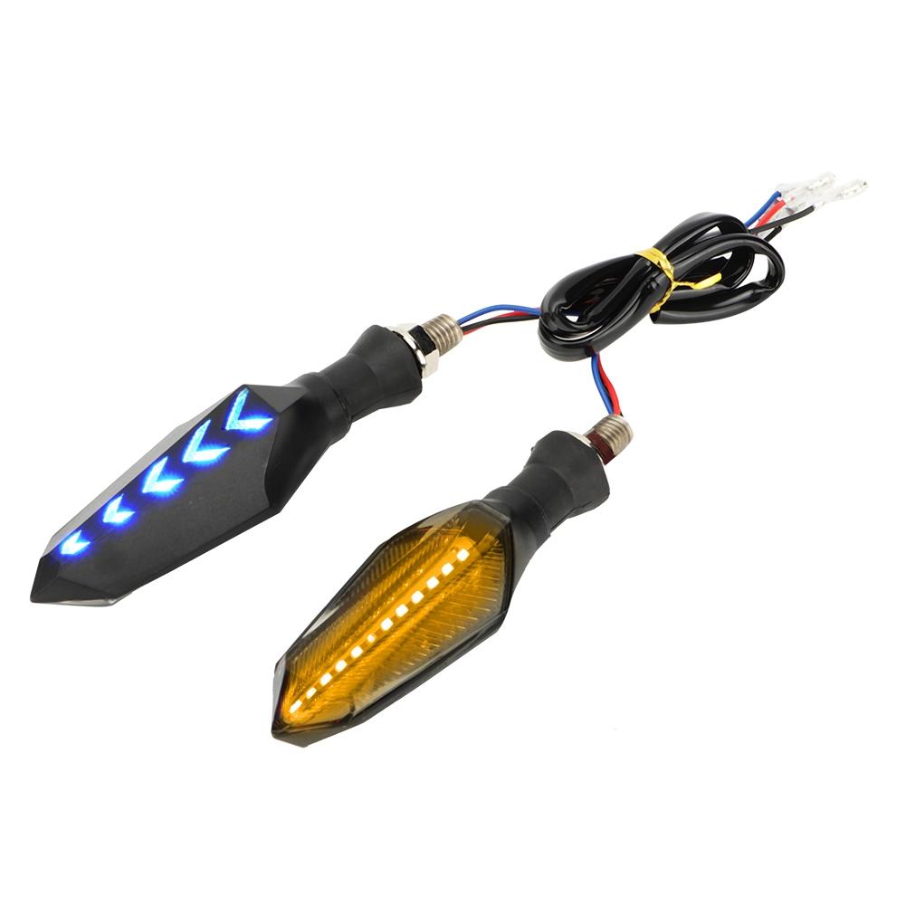 2Pcs Double sided Motorcycle LED Flowing Water Turn Signal Light Indicator Lamp (Red)