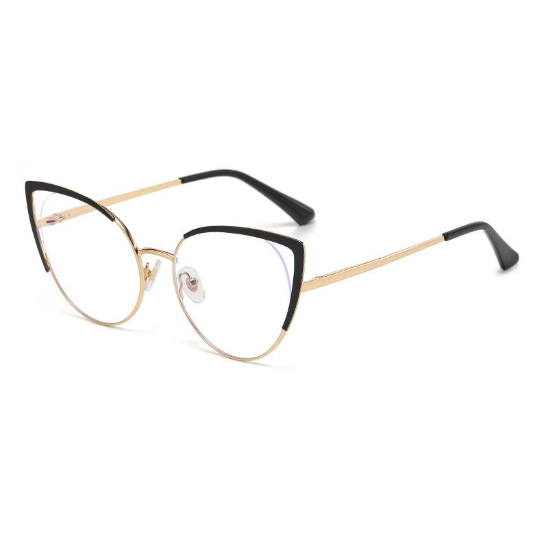 8399 Personalized Cat Eye Flat Mirror 2023 New Fashion Unisex Spring Foot Anti-Blue Metal Glasses Frame