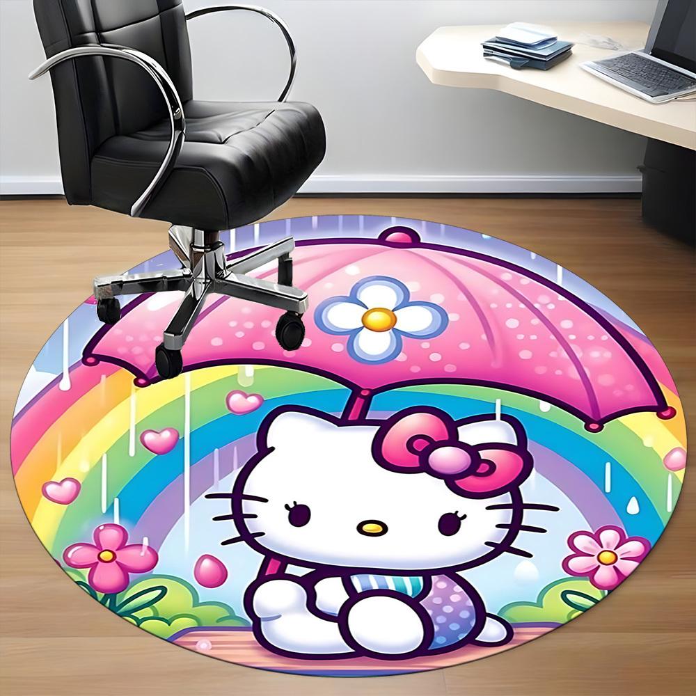 Hello Kitty Rainbow Office Round Area Rug, Under Office Chairs Bedroom Living Room Home Decor a0908131
