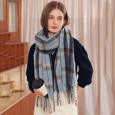 Scarf Women's 2025 Winter New Imitation Cashmere Scarf Contrast Color Plaid Printed Shawl Scarf Fringed Scarf