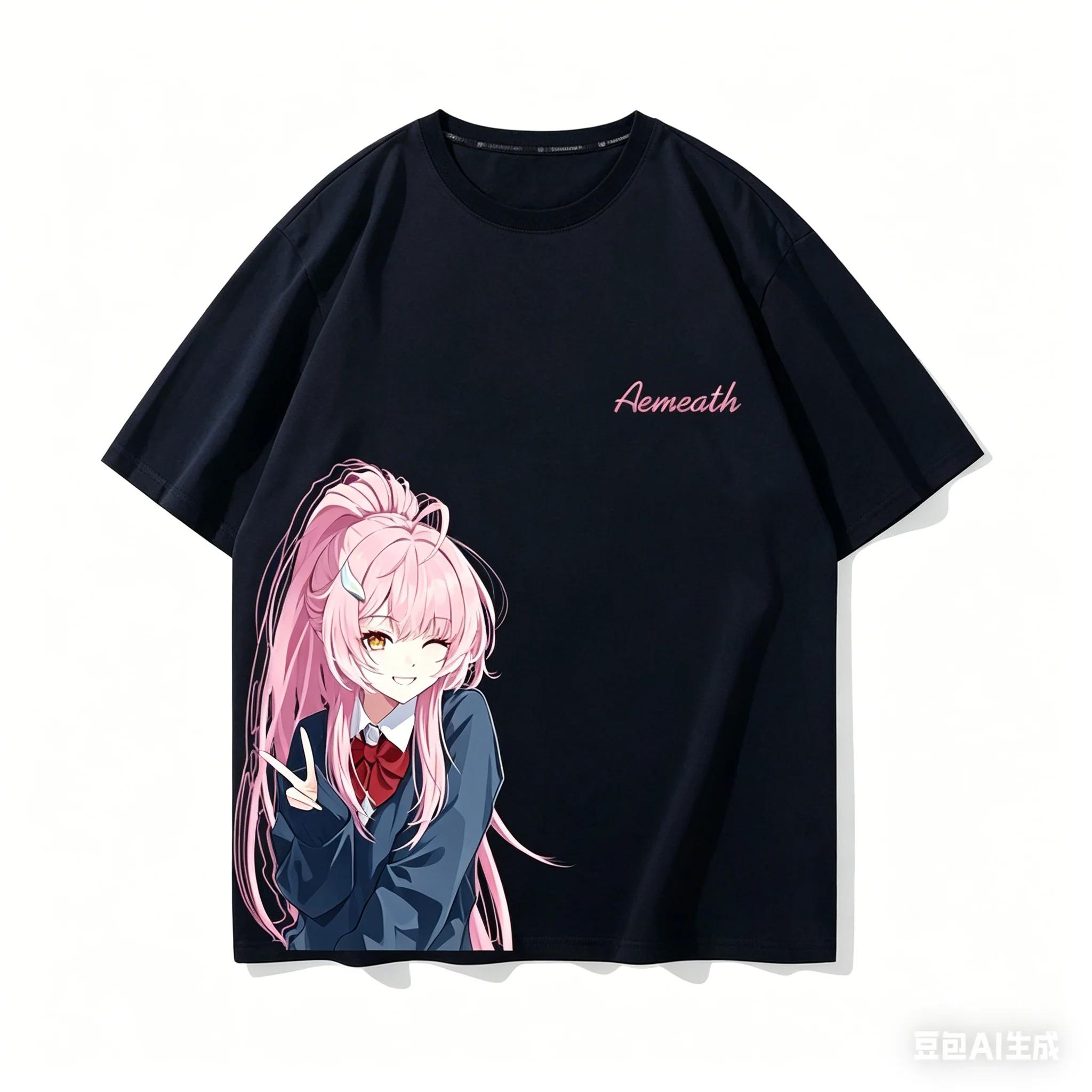 Wuthering Waves Aemeth Anime Graphic T-Shirt, Unisex Casual Streetwear Loose Cotton T-shirt 4XL