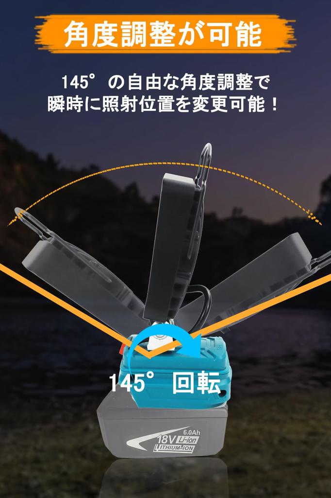 LED Work Light Floodlight Cordless Work Light Compatible with Makita 14.4V18V 4000LM Fishing Light 2 Output Charging Ports Power Outage Night Work