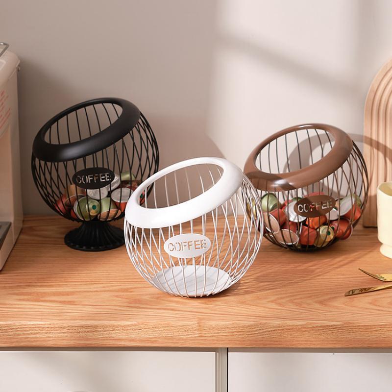 1Pcs Iron Coffee Capsule Holder Fruit Snack Storage Rack Multifunctional Hollow Coffee Pod Storage Rack Suitable For Home Cafes